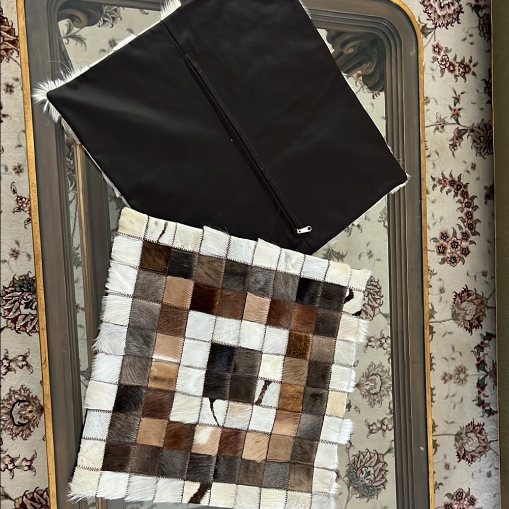 Patchwork Leather Pillow Cover